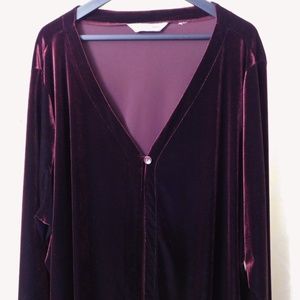 Avenue Stretch Velvet Cardigan Top 4X 26/28